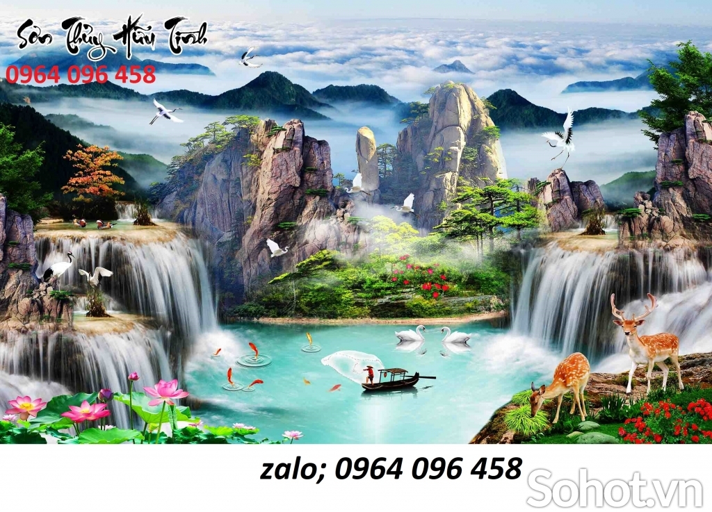 Tranh gạch 3d phong cảnh sơn thủy hữu tình - MNN77