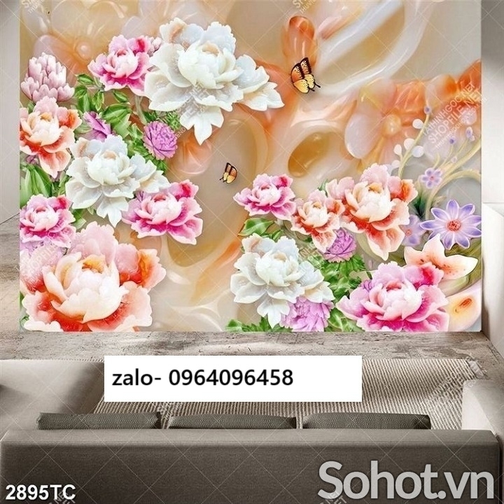 Tranh gạch 3d hoa mẫu đơn - XC33