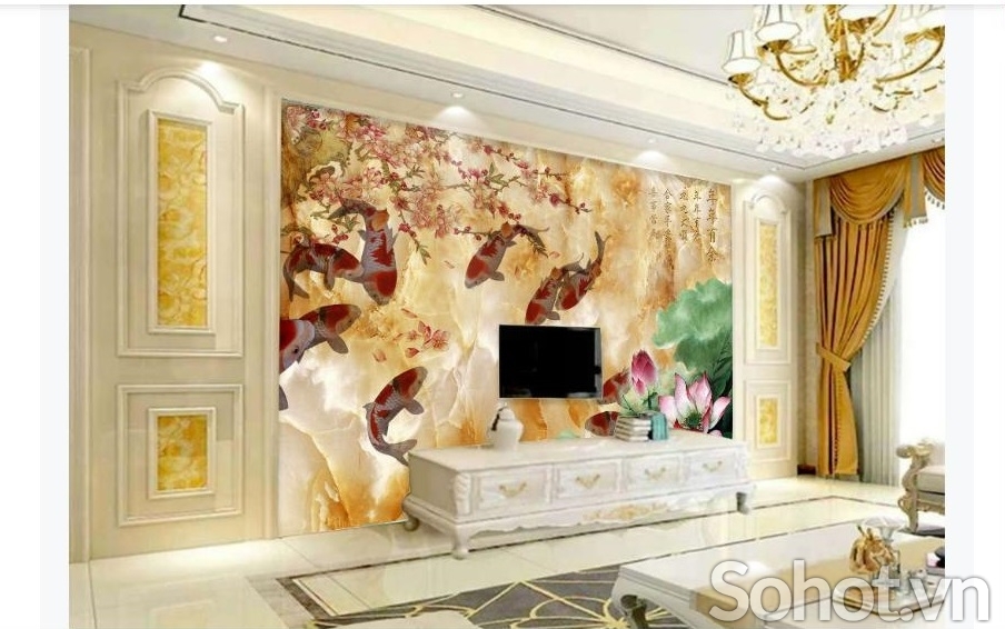 Gạch trang trí phòng khách