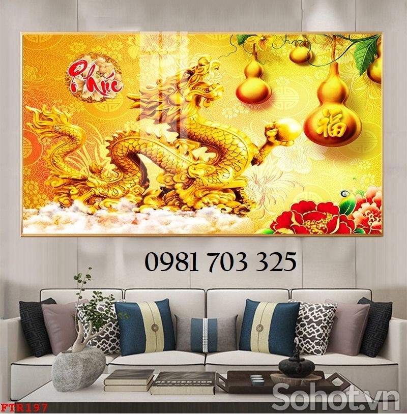 Tranh rồng phong thủy 3D, tranh gạch men ốp tường