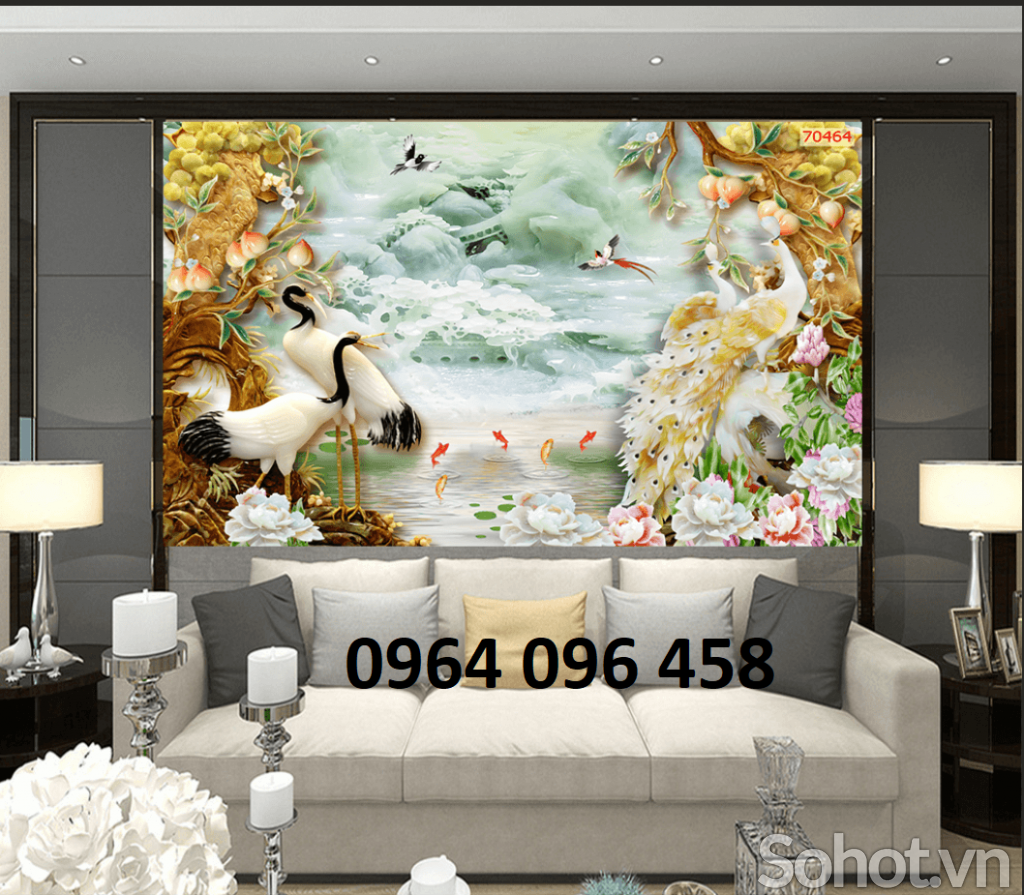Tranh gạch 3d phong thủy phòng khách - DCVBB9