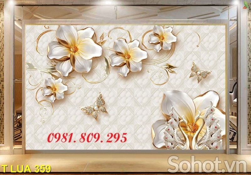 Tranh gạch ốp tường 3d hoa leo tường