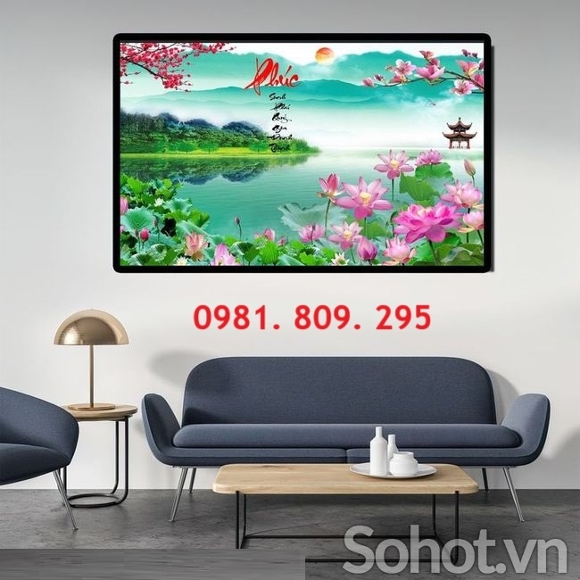 Gạch  3d , tranh gạch men hoa sen HN888