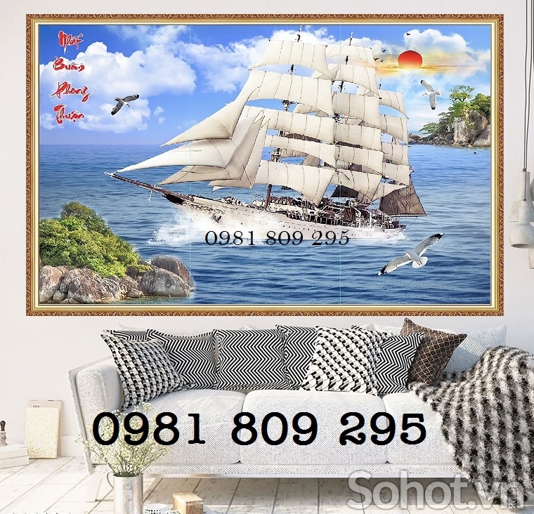 Gạch tranh - tranh thuyền buồm 3d ốp tường