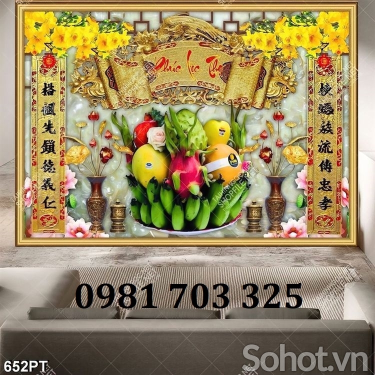 Tranh gạch đẹp trang trí phòng thờ