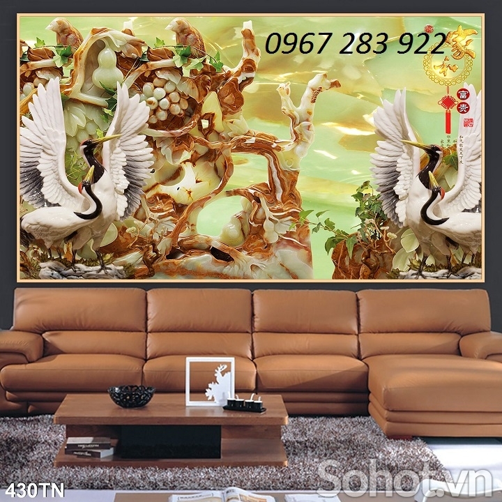 Tranh phong thủy gạch men chim hạc 3d