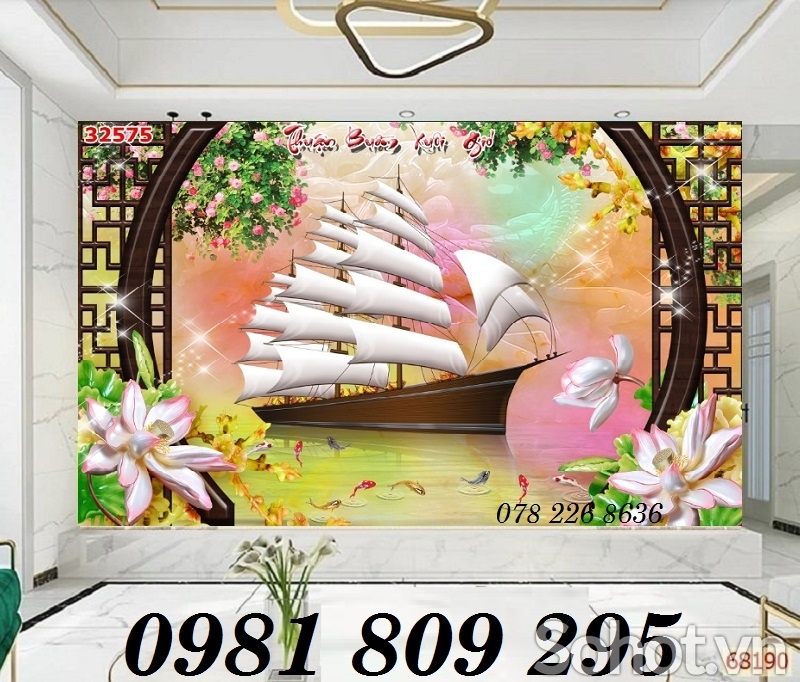 Gạch tranh 3d - thuyền , tranh thuận buồm
