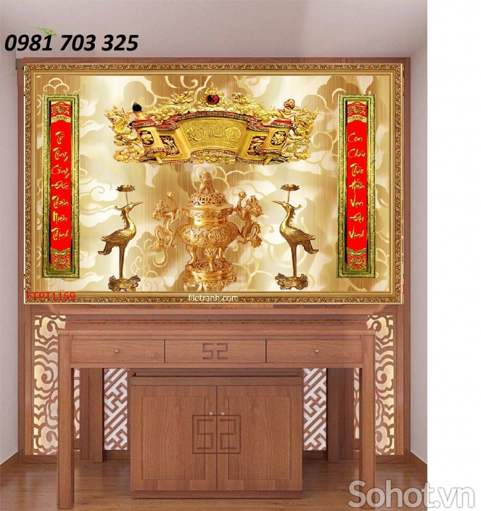 Tranh 3D phòng thờ- gạch tranh 3D