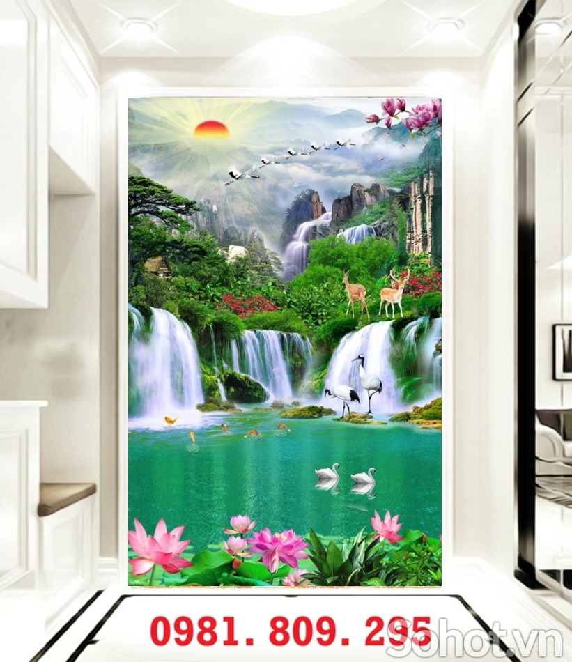 Gạch 3d thác nước, tranh gạch men