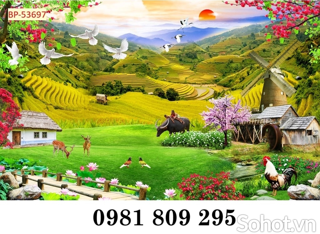 Tranh gạch ruộng đồng 3d