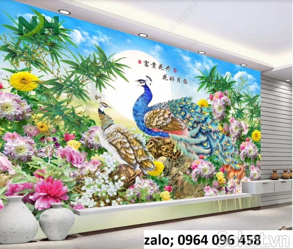 Tranh gạch 3d chim công - GCDXZ3