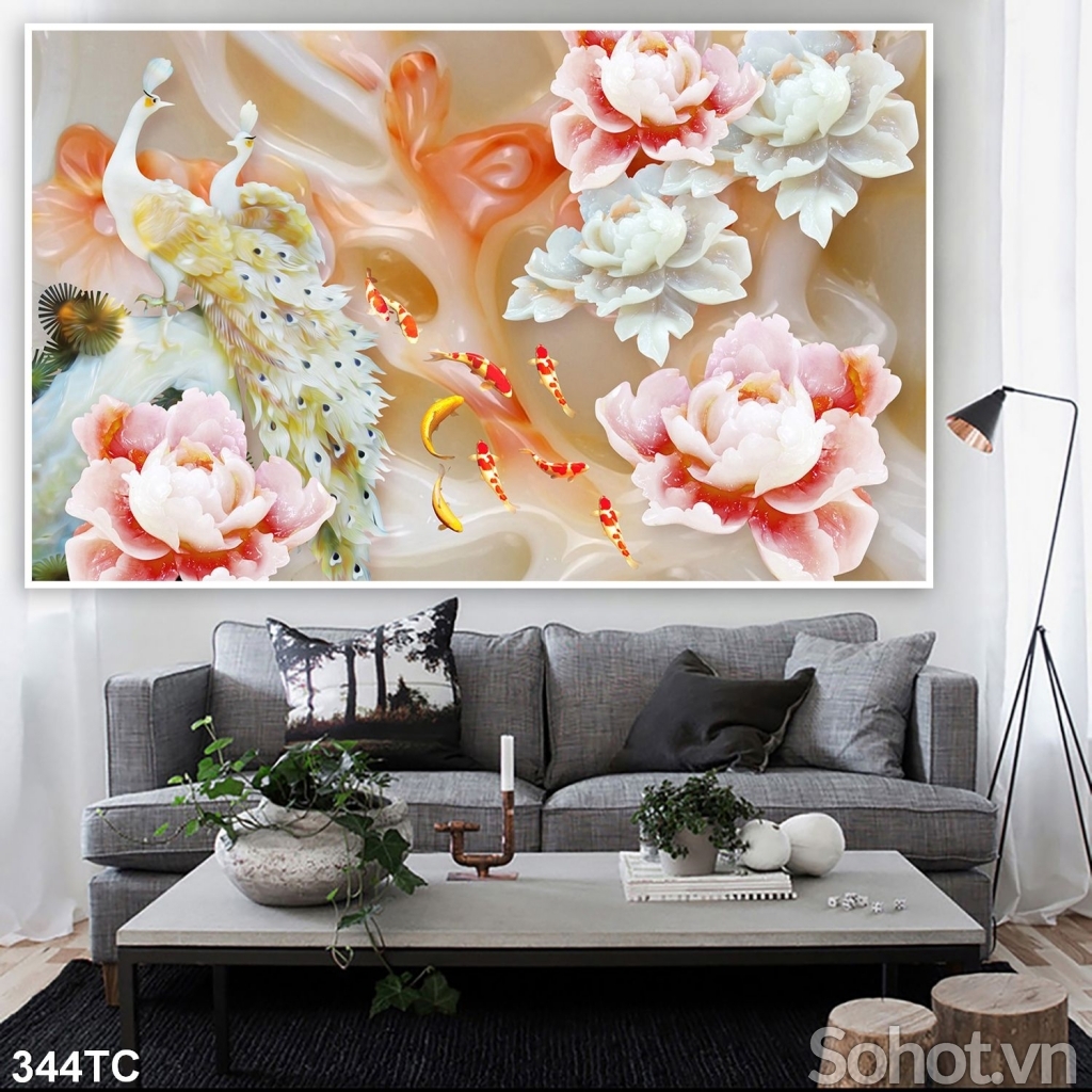 Tranh gạch men , gạch 3d trang trí chim công