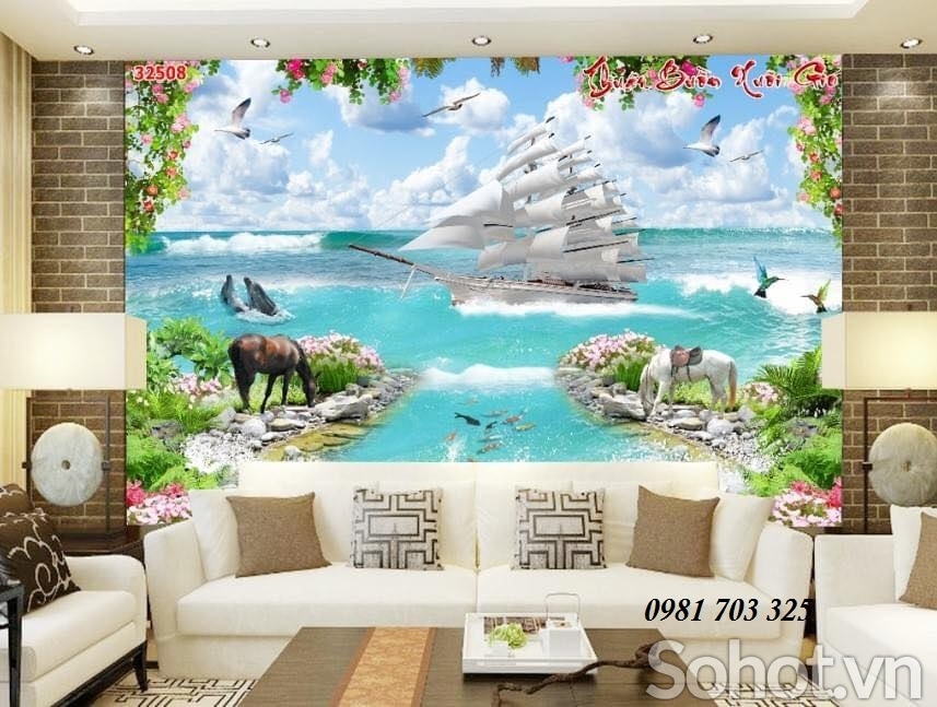 Tranh gạch 3D thuận buồm xuôi gió