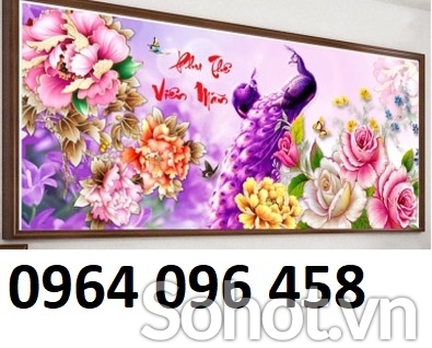 Tranh gạch ốp tường chim công 3d - KCX433