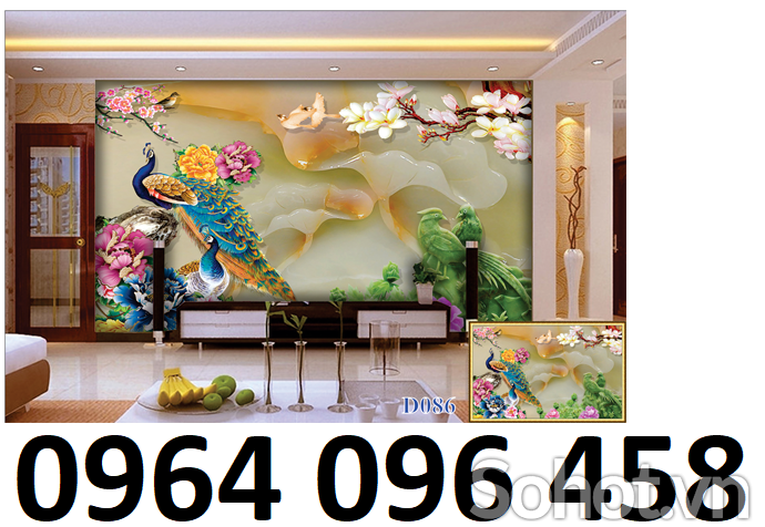 Tranh chim công 3d - tranh gạch 3d chim công - SJK9