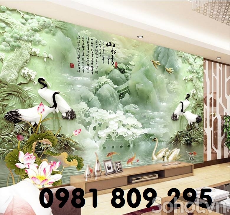 Gạch tranh 3d - tranh gạch tùng hạc