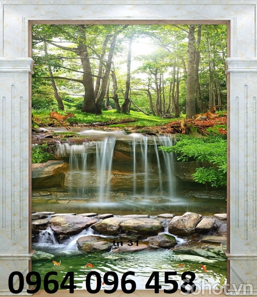 gạch tranh 3d thác nước thiên nhiên phong cảnh - SXX44