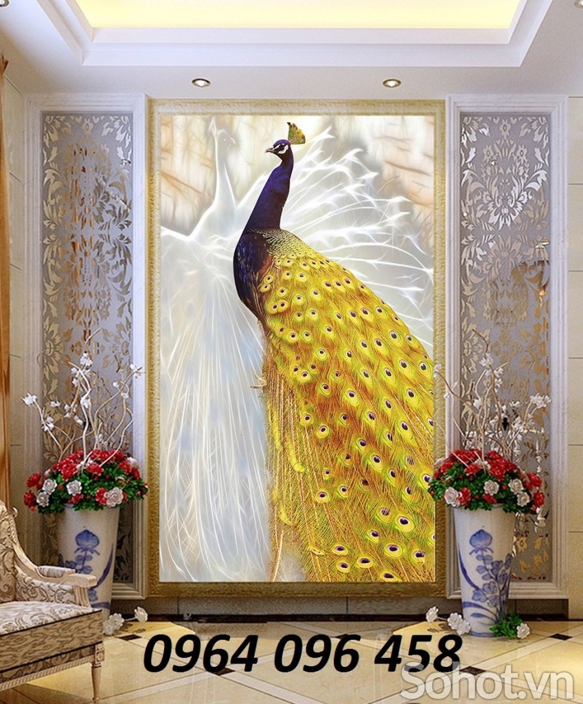 Tranh gạch men 3d chim công - 7322SB