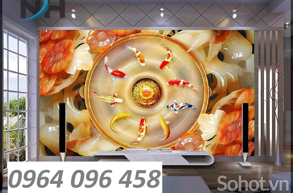 Tranh gạch 3d cá koi - 23XCCC