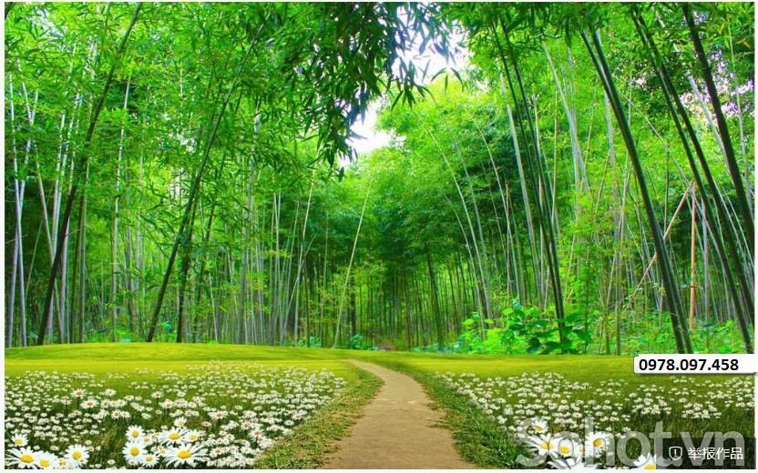 Gạch tranh vườn trúc ốp tường