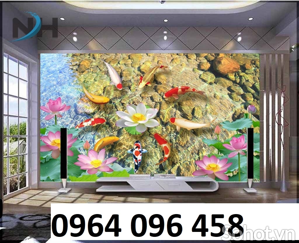 Tranh cá chép - gạch tranh cá chép 3d - GGV4