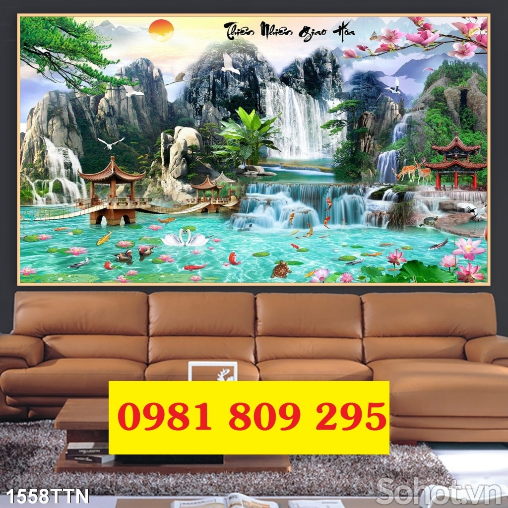 Gạch 3d phong cảnh thác nước