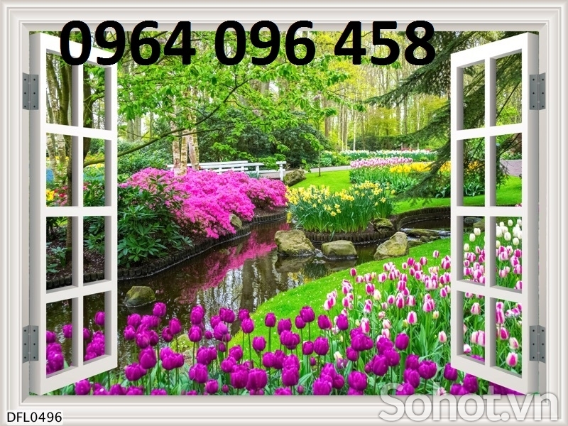 Tranh gạch 3d ốp tường cửa sổ - 256XC