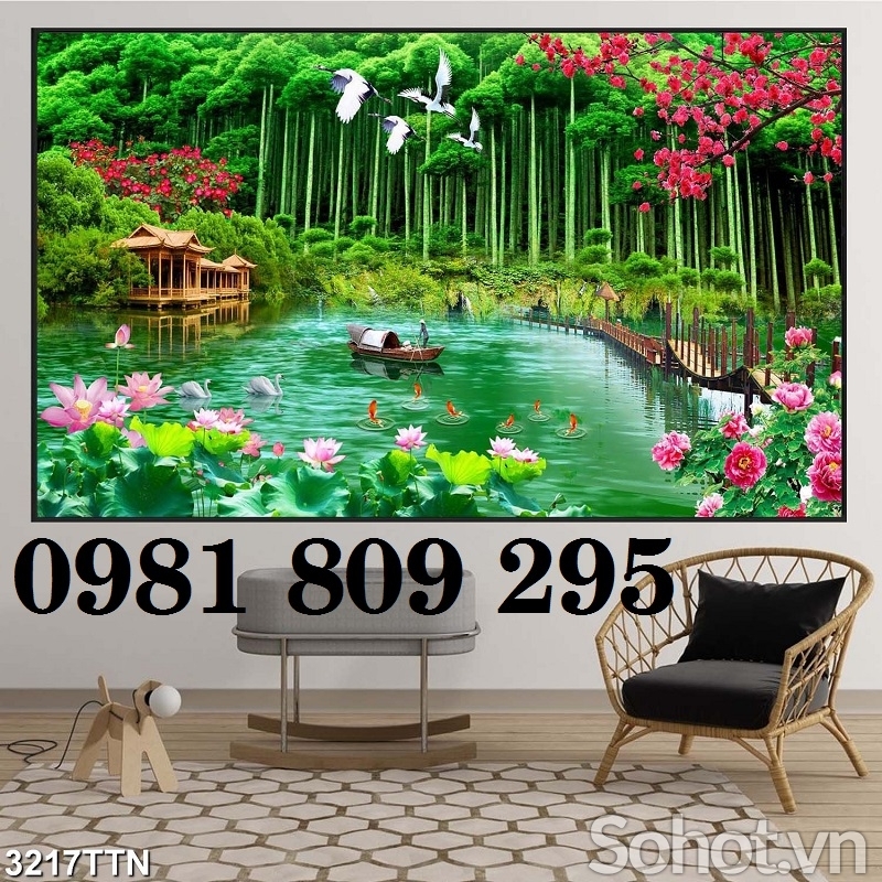 Tranh gạch rừng tre - gạch 3d