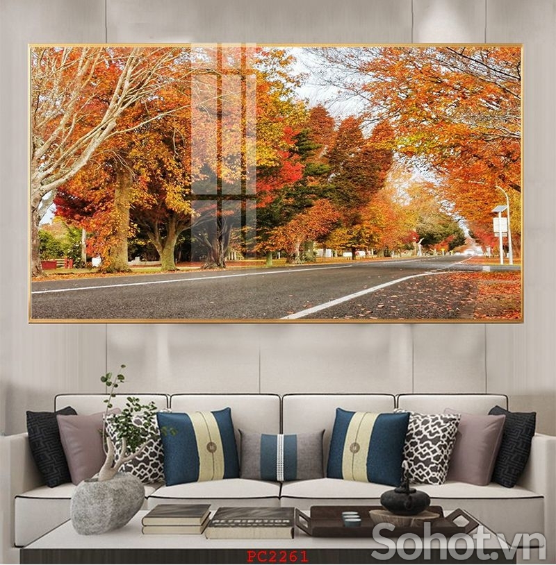 Tranh gạch phong cảnh lá vàng