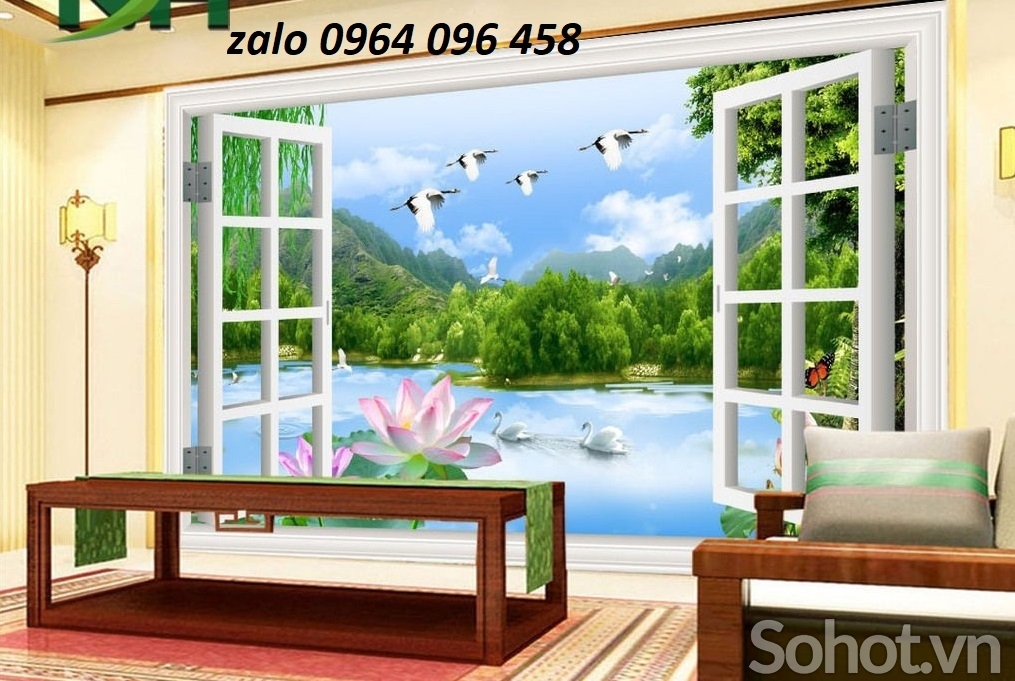 Gạch tranh 3d ốp tường hình cửa sổ - XCBN93