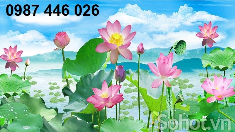 Tranh gạch men hoa sen 3d HP9834