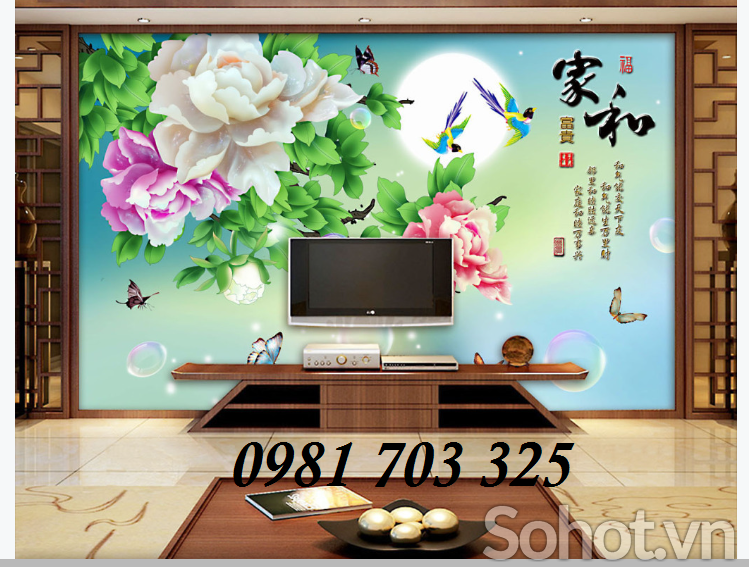 tranh hoa mẫu đơn- tranh gạch sứ ngọc 3D