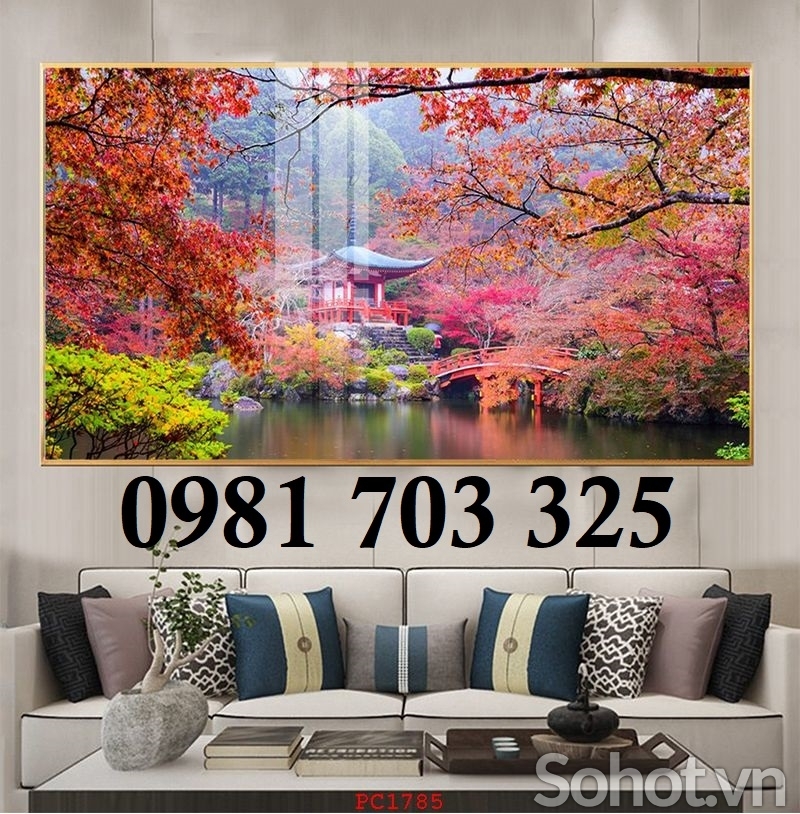 Tranh gạch hoa đào 3D trang trí tường