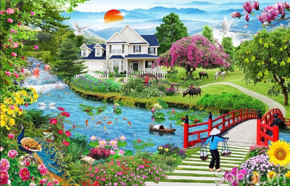 Tranh gạch 3d ốp tường hàng rào - 44CV
