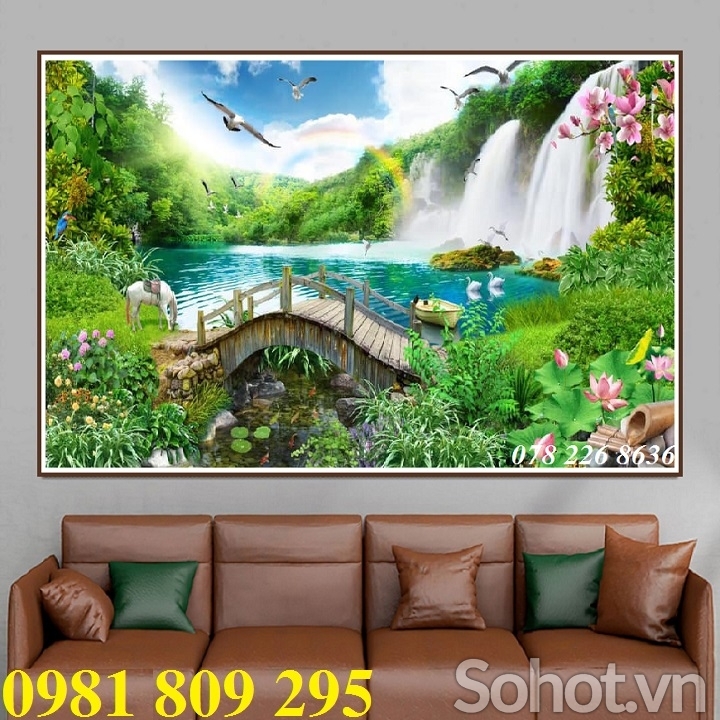 Gạch tranh 3d phong cảnh vườn hoa