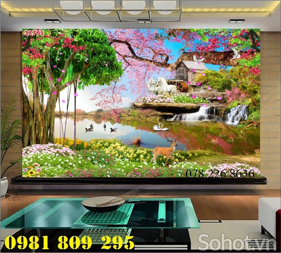 gạch tranh 3d - tranh trang trí 3d phong cảnh