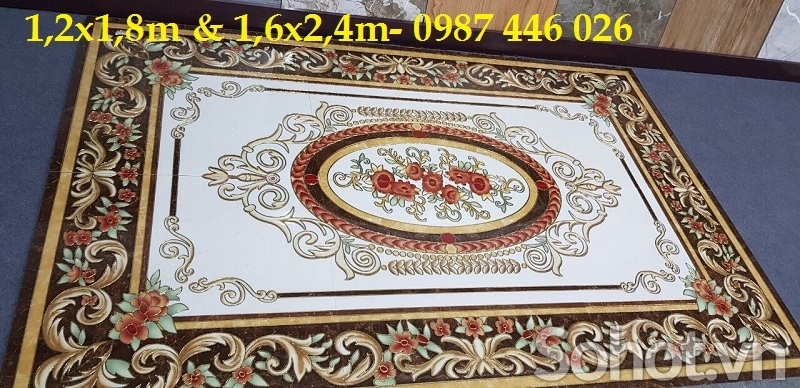 Gạch nền thảm gạch khắc vàng trang trí đẹp HP8272