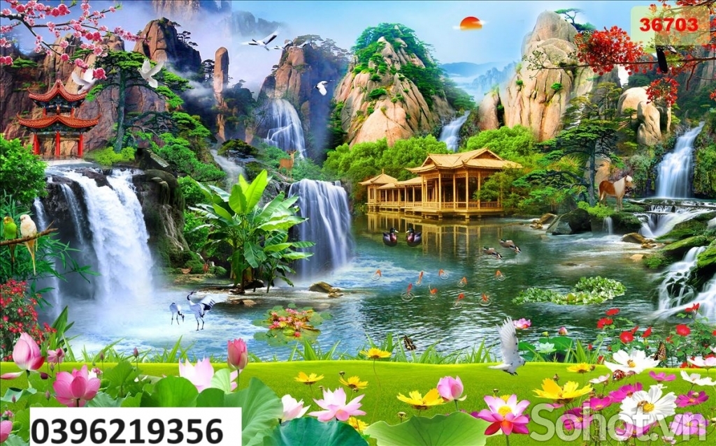 Tranh gạch đẹp 3d sơn thủy