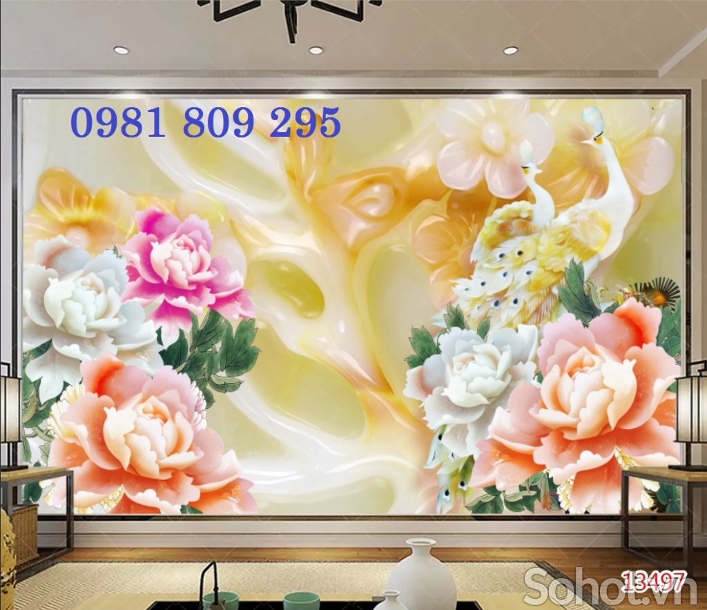 Gạch tranh trang trí phòng khách