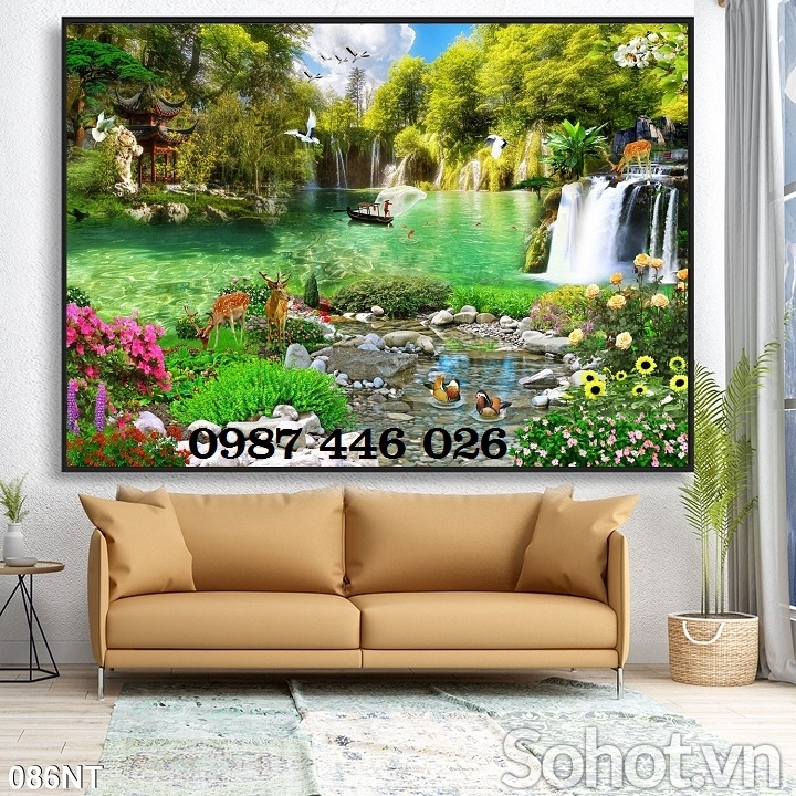 Gạch 3d tranh gạch men thác nước HP9833