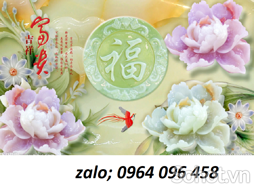 Tranh gạch 3d hoa ngọc hoa mẫu đơn - DCVV43