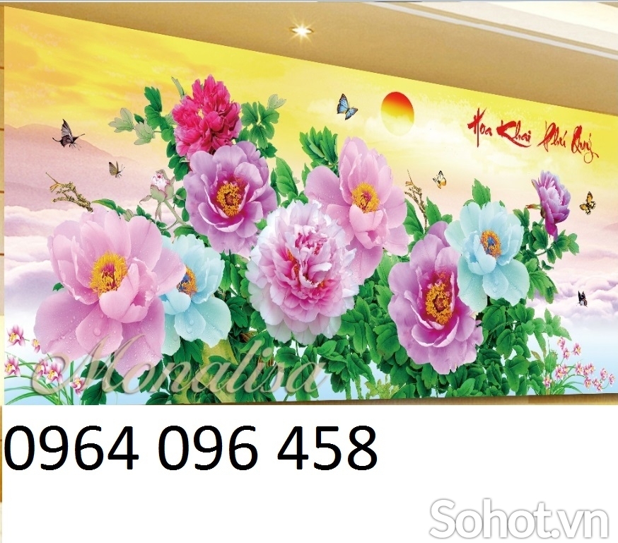 Tranh gạch 3d phong thủy hoa mẫu đơn - XXV64