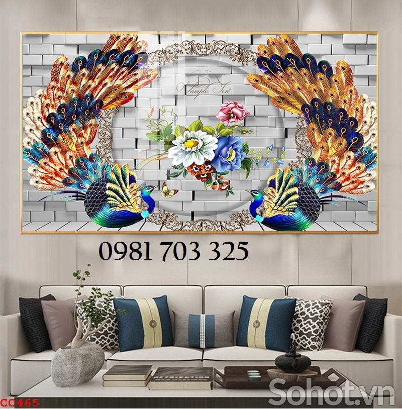 Tranh gạch 3d chim công sang trọng