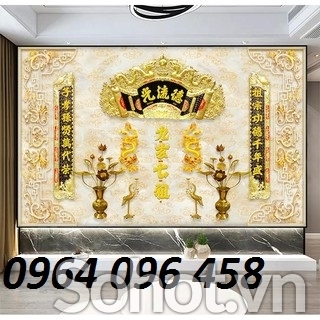 Tranh gạch 3d phòng thờ gia tiên - 654XCV