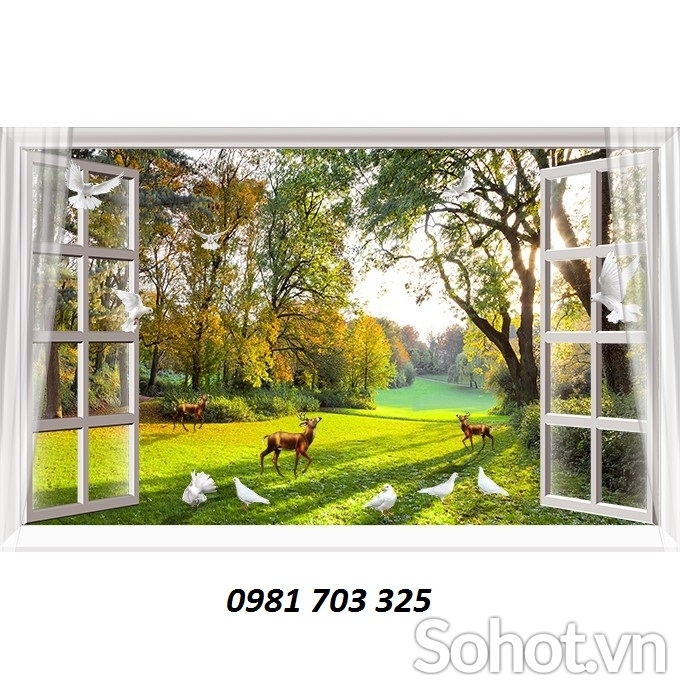 Tranh gạch cửa sổ 3D