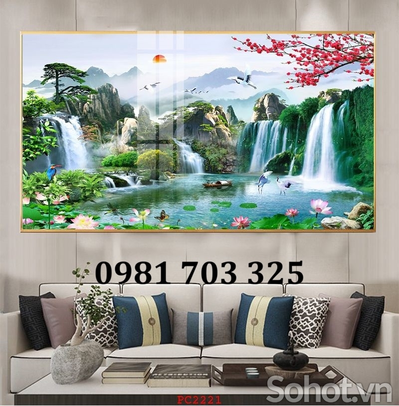 Gạch tranh phong cảnh thác nước