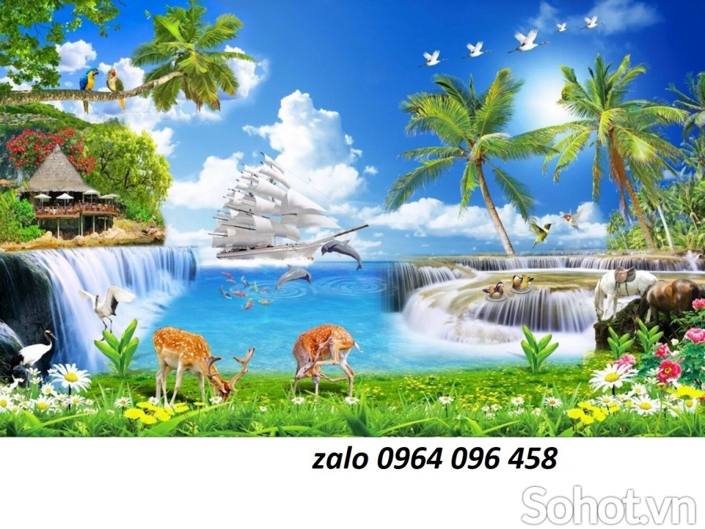 Tranh gạch men 3d phong cảnh đồng quê - HJK90