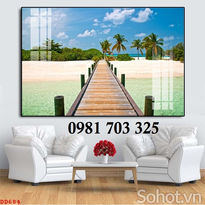 Tranh gạch 3d cảnh biển xanh