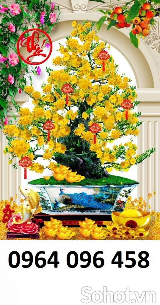 Tranh gạch 3d ốp tường cây hoa mai - 466CV