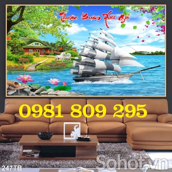 Thuận buồm xuôi gió , tranh gạch 3d thuyền